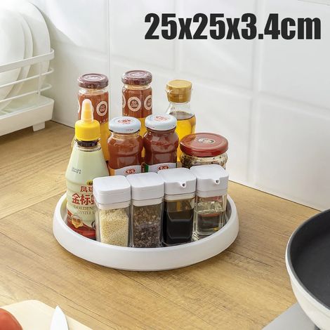 (S-1pcs) Étagère de rangement rotative à 360° antidérapante pour condiments et vaisselle, étagère de rangement ronde multifonctionnelle. (1/5)