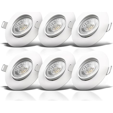 Einbauspot 68mm 6er Set - 230V, 4,9W, 480lm, LED, warmweiß, weiß