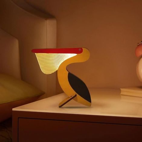 Lampe Animal - Bois Naturel - Design Toucan - Éclairage Ambiant Chaleureux - USB Alimenté - 1 Pièce (1/4)