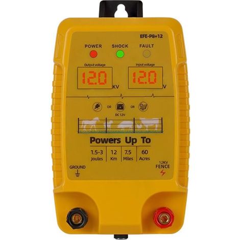 Electrificateur clôture électrique 12 km 1,5 à 3 joules – Faible impédance – Outil de contrôle pour moutons, bovins, chevaux, volailles (1/5)