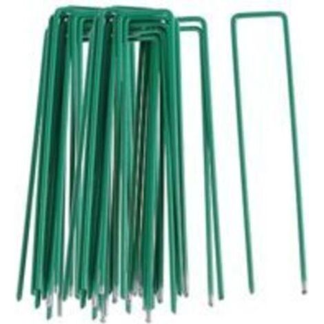 Paillage pour plante 50pcs Piquets de Fixation pour Jardin, Pelouse Agrafes en Forme de U pour Bâche Anti-Mauvaises Herbes, Galvanisés à Chaud (150 mm de Hauteur)