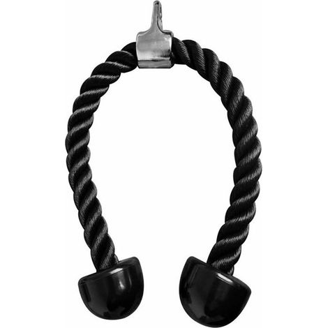 Corde triceps musculation en nylon avec poignées antidérapantes, pour dorsal, biceps, gym et maison, noir – DELKEVIC (1/5)