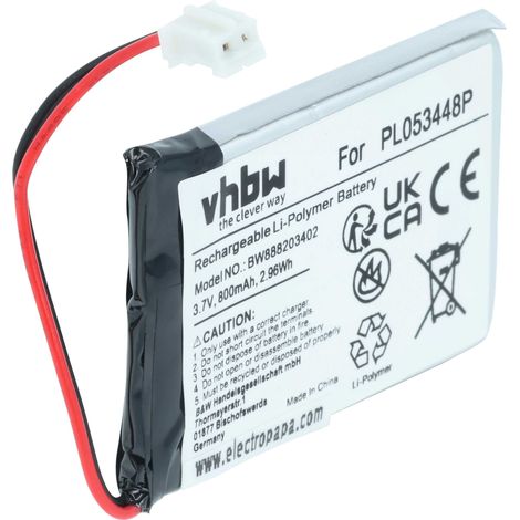 vhbw Replacement Battery compatible with Nolan B5, B901L, B901R, N103, N4, N43, N43 Air, N43E, N43E Air, N71 Motorbike Helmet (800mAh, 3.7V, Li-Ion)
