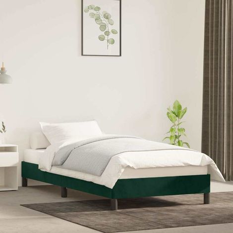 Estructura de cama sin colchón terciopelo verde oscuro 90x200cm (1/5)