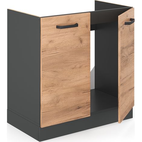 Mobile lavello cucina R-Line, Quercia dorata, 80 cm senza piano di lavoro, Vicco