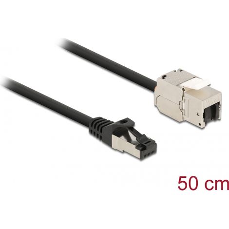 Delock Cable RJ45 macho a MÃ³dulo Keystone RJ45 hembra Cat.6A 50 cm negro