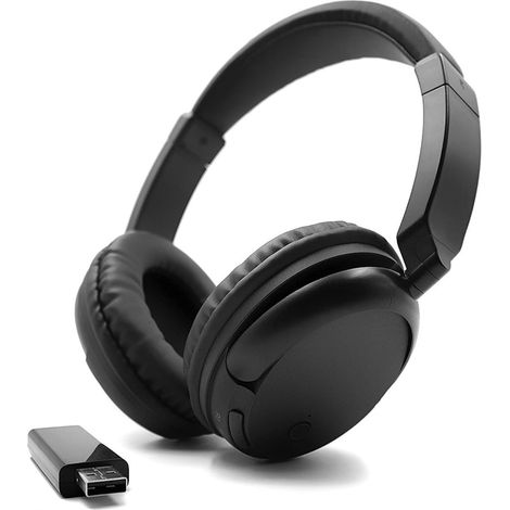 Casque TV sans Fil Bluetooth 5.3 avec Émetteur USB, Bandeau Réglable, Casque TV Supra-Auriculaire Ultra-Léger pour Adultes, Adolescents & Seniors - Noir (1/5)