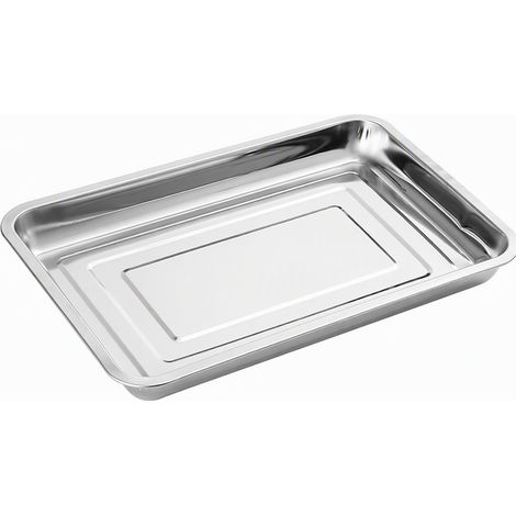 Plateau rectangulaire inox, profond, 32 × 22 × 4.8 cm, ép. 0,5 mm