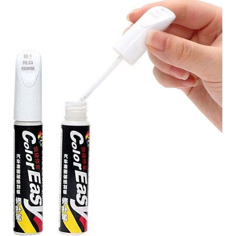 Stylo Retouche Peinture - Pour Rayures Carrosserie Voiture Moto Vélo - Blanc - 2 Pièces (1/5)