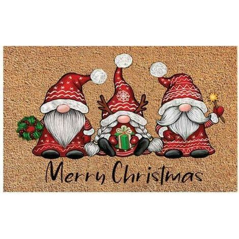 Zerbino con gnomo di Natale, zerbino di benvenuto "Buon Natale", zerbino 40x60 cm (1/3)