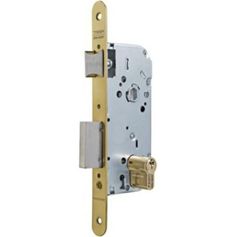 Cerradura embutir madera de canto redondo TESA ASSA ABLOY serie 130 esmaltada - talla Esmaltada. Entrada 40 mm. Canto redondo