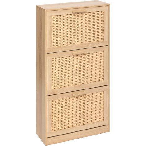 5Five Simply Smart – Range-chaussures vertical 18 paires – Dimensions L. 60 cm x P. 24 cm x H. 113 cm – Panneau de particules beige – 3 portes (1/5)