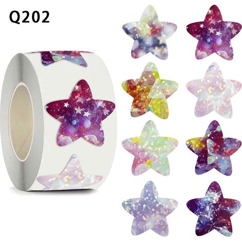500 autocollants étoiles/rouleau de 2,5 cm, décorations de récompense, autocollants, étiquettes(K075) (1/5)