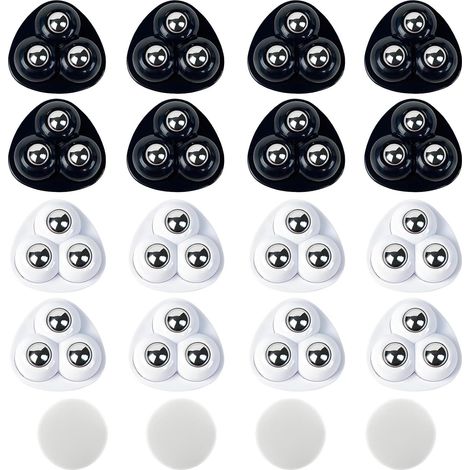 Lot de 16 roulettes Pivotantes Autocollantes, 360°, 3 Billes en acier, pour machine à café, Poubelle, Appareils de cuisine et Petits meubles (1/5)