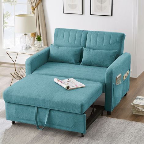 Canapé-lit 166x95 cm bleu vert antique en mousse avec dossier réglable 3 positions (1/5)