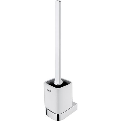 Nimco Nikau - Brosse de toilette murale avec support, céramique blanche/chrome NK 30094KN-HR-26 (1/2)