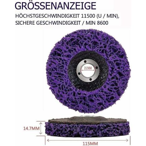 Set mit 5 violetten Reinigungsscheiben, Schleifscheiben, 115 x 22 mm Schleifscheiben für Oberflächenbearbeitung und Lackierung, Schleifscheiben für Winkelschleifer, DOLASO (1/3)