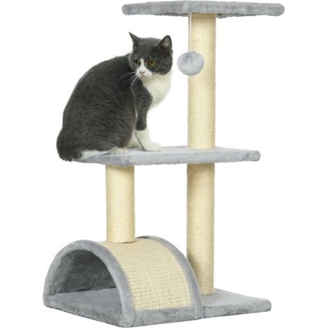 72cm Light Grey Cat Tree with Scratching Post and Cozy Pad for Indoor Cats (1/5)