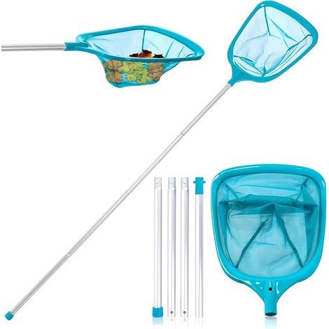 150cm Épuisette de surface pour piscine avec perche, filet fin de nettoyage pour spas, bassins et étangs (1/5)