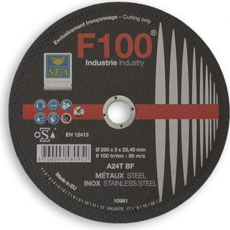 Disque à tronçonner métaux Acier Ø 250x3mm SEA