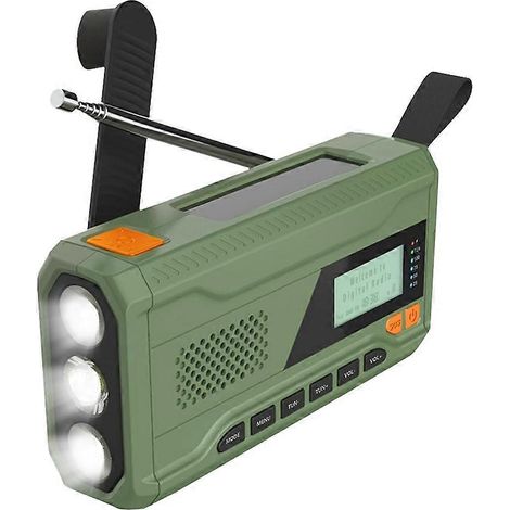 Hand Crank Bluetooth Radio DAB Plus/DAB/FM Radio 4500 Mah Solar Alimenté Emergency Radio avec LED Flashlight, SOS Alarme (1/5)