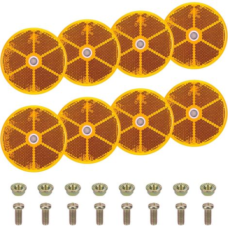 8 Pcs Round Reflector Trailer ABS Cat's Eye with E-Mark, Reflector Trailer Motorcycle and Bike 60 mm Diameter, Trailer Accessories for Screwing (1/5)