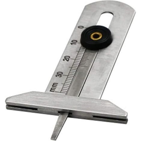 SABIR Mesure Usure Pneu, Jauge de Profondeur de Pneu en Acier Inoxydable Pneu Sécurité Règle Pneu Mètre 0-30mm pour Voiture Moto (1/5)