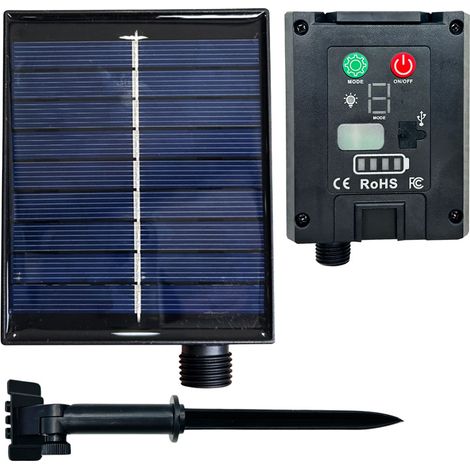 Panneau solaire USB avec télécommande 1200 mAh pour guirlande LED jusqu'à 1000 LEDs