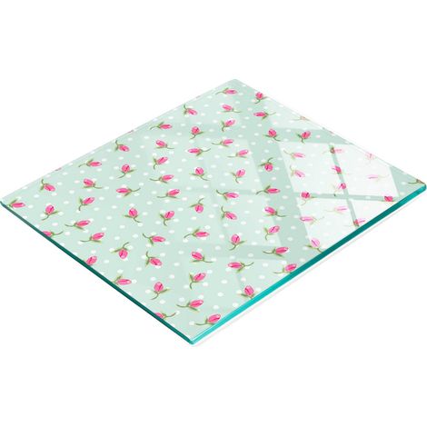 Tagliere da cucina in vetro temperato con decorazioni a rose, 60x52 cm (1/5)