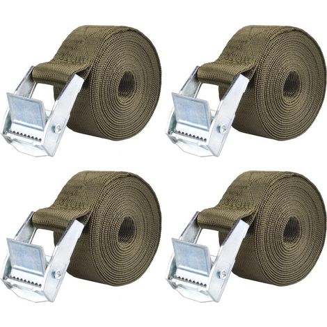 Sangles d'arrimage 25mm, capacité de charge 200kg, 4 pièces 2m, Argent & Vert
