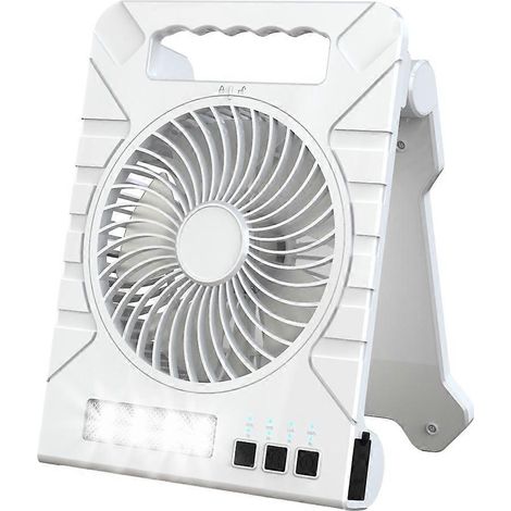 Tragbarer, faltbarer Solarventilator mit LED-Laterne für Camping, Angeln, Strand, Auto und Outdoor-Aktivitäten zu Hause (weiß). (1/5)
