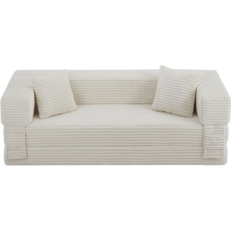 Umwandelbares Schlafsofa aus weißem Cord, 3-Sitzer, Schaumstoffpolsterung, MODENUIT (1/5)