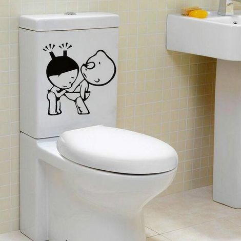 Autocollants muraux amusants pour enfants, déco WC, salle de bain, cuisine, adhésifs PVC originaux, coloris unique, taille unique, lot de 1 (1/4)