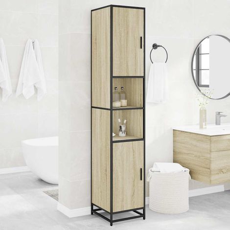 vidaXL Mobile da Bagno Sonoma 35x37,5x188,5 cm in Truciolato e (1/5)