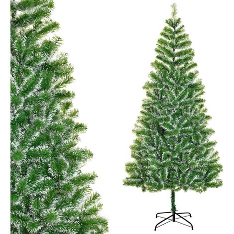 Homcom – Sapin de noël artificiel 210 cm – 968 branches épines imitation nordmann – aspect enneigé – support métal robuste (1/5)