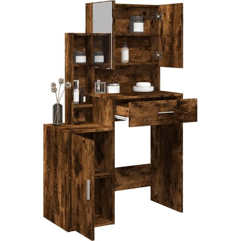 Schminktisch mit Schrank Räuchereiche 80x35x132 cm