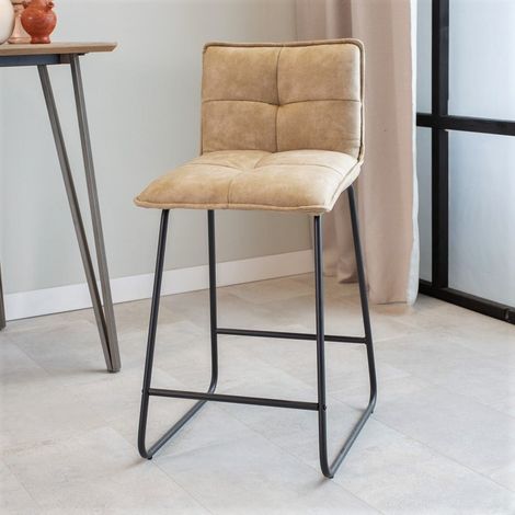 Tabouret de bar industriel 65cm de hauteur d'assise beige Jelle (1/5)