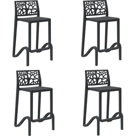 Sgabello bar alto H. seduta 65 cm con schienale TETI Nero set 4 pezzi (1/2)