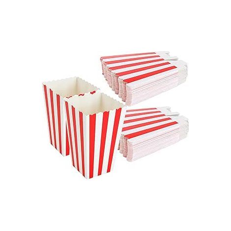 50 sachets à popcorn, petits cartons à popcorn rayés en papier, boîtes à popcorn en carton pour bonbons (2 x 2,7 x 4,5 pouces) (1/5)