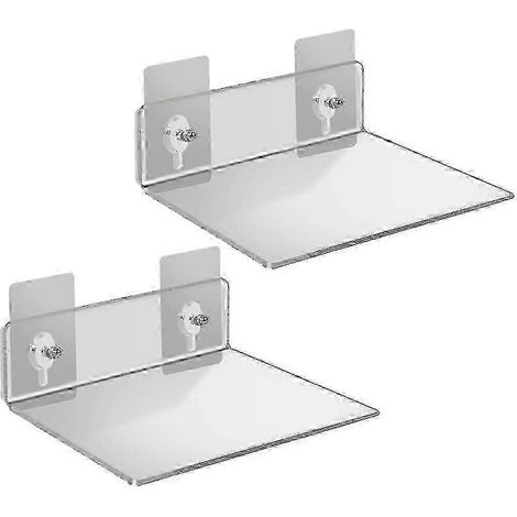 Ensemble d'étagères flottantes en deux parties - Optimisez facilement votre espace mural - Petite étagère murale en acrylique adaptée aux chambres, salles de bains, salles de jeux, salons et bureaux. (1/5)