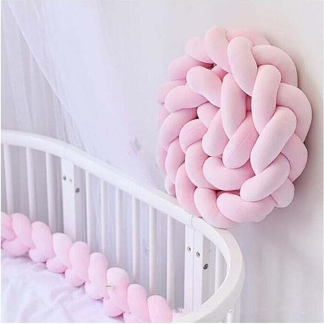 Tour de lit tressé  Décoration/nounou  3m rose, pour bébé  Familles, parents