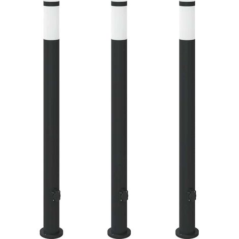 Balizas de luz con toma de corriente, 3 unidades, 110 cm, acero inoxidable, IP44 vidaXL