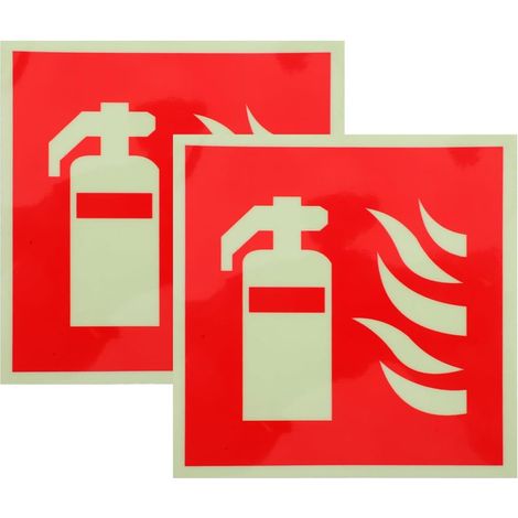 2pcs étiquettes extincteur auto-adhésives en film rouge, panneaux de sécurité pour itinéraires d'urgence en environnements industriels et professionnels (1/5)