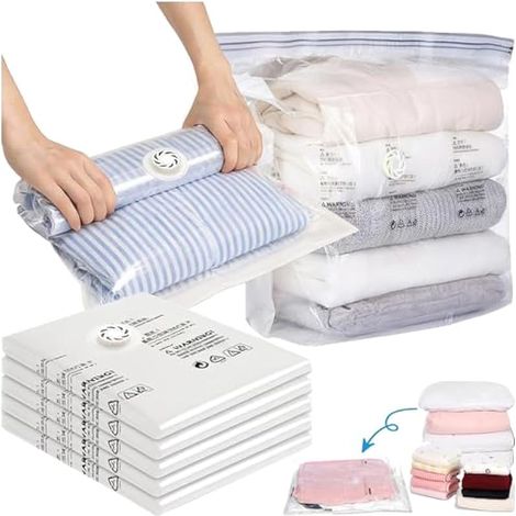 Pièces Ensemble de sacs de voyage sous vide, Sac Sous Vide Voyage à Rouler, Pochette Sous Vide Vetement Voyage sans Valve, Sac Sous Vide Vetement, Pour Literie, Vêtements et Voyages (L) (1/5)