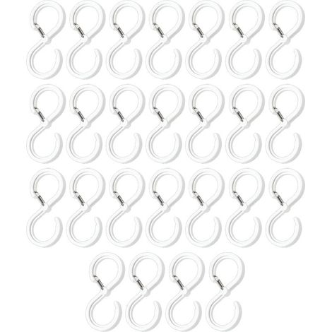 Crochets en S pour ustensiles de cuisine et tringle de placard, boucle de sécurité robuste et antirouille – Blanc (1/5)