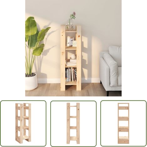 The Living Store Bibliothèque/Séparateur de pièce 41x35x125 cm pin massif - Bibliothèque - Bibliothèque En Bois - Meuble De Rangement - Séparateur De Pièces - Étagère (1/5)