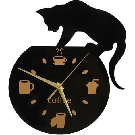 SABIR-Horloge murale silencieuse TMISHION pour cuisine, café, chat, effet 3D, étanche, sans (1/4)