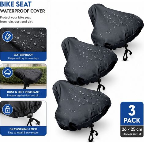 Housse imperméable pour selle de vélo - Lot de 3, 26×25 cm, protecteur de selle de vélo anti-pluie et anti-poussière universel avec fermeture à cordon pour la plupart des vélos de transport. (1/5)
