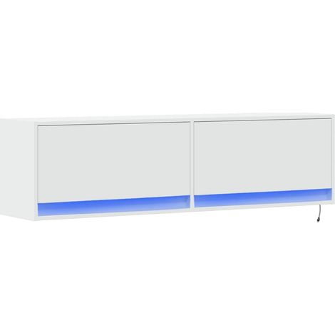Mobile TV multimediale scaffale per televisione televisione buffet sala da pranzo soggiorno camera da letto a parete con luci LED 140 x 31 x 38 cm bianco 020027865