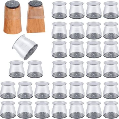 - 32 Pcs Grand Protection Pied de Chaise,Protège Pied de Chaise, Protections de Sol en Silicone Transparent pour Pieds de Chaise avec Patins en Feutre, pour sols en Bois Dur et carrelage (1/7)
